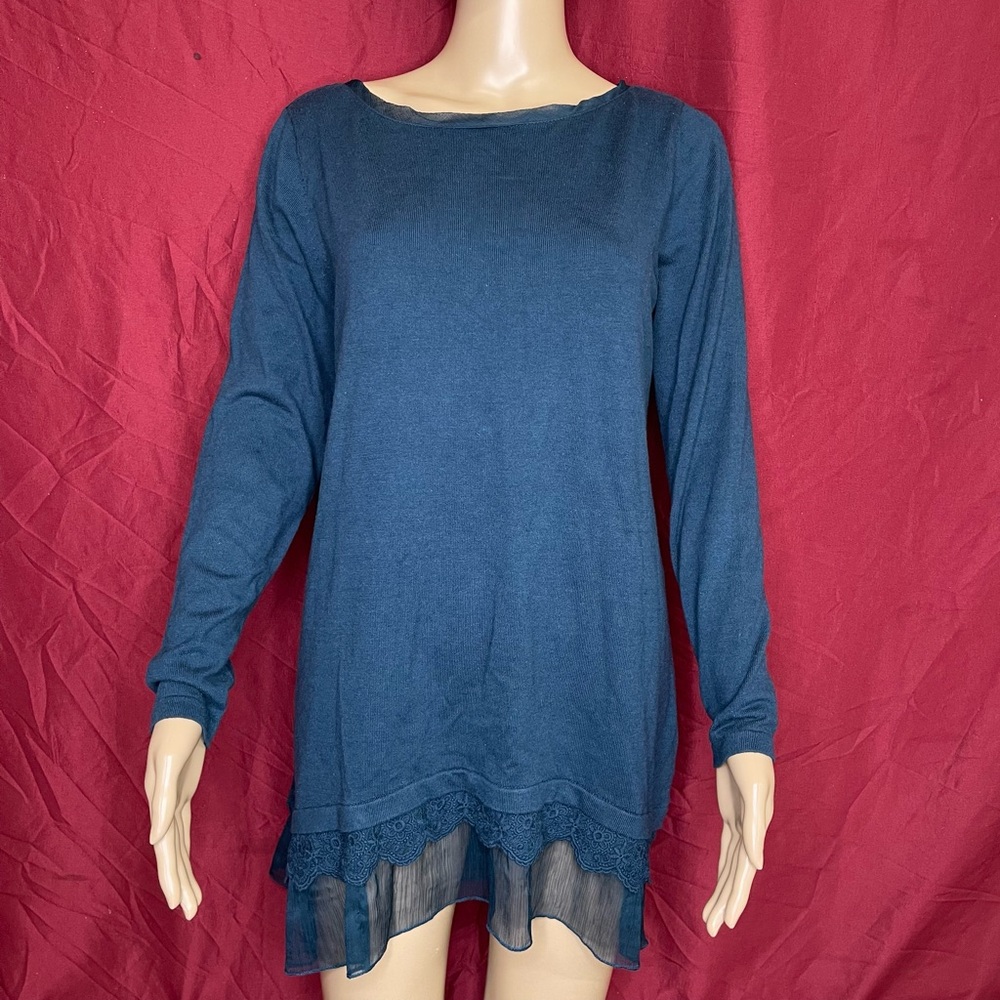 Style & Co. Knit Lace and Chiffon Tunic Medium